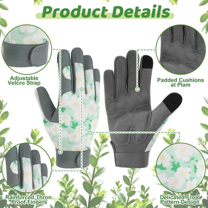 Garden Pruning Shears Set with Gardening Work Gloves & Stainless Steel Trimming Scissors for Flowers, Herbs & Small Branches, Puncture Resistant Anti-Slip Flexible