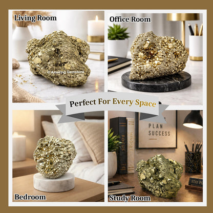 Amazing Gemstone Small Pyrite Crystal Stone Cluster Samples - Extra Large High Energy Natural Iron Pyrite Stone Pirita Piedra Original with Healing Properties (Upto 40 Gram)