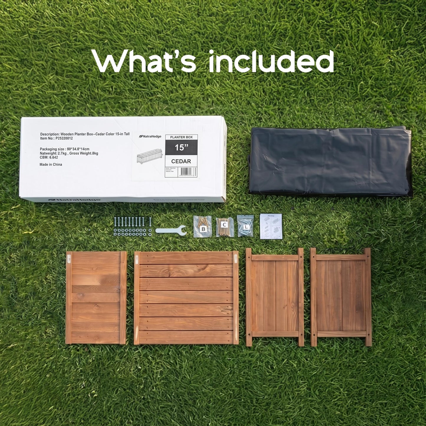 NatraHedge (44" Lx 15" W x 15" H (Brown) Hampton Classic Wooden Planter Box Indoor and Outdoor Rectangular Garden Planter Use for Patio, Yard, Greenhouse, Vegatable, Flowers, and Herb