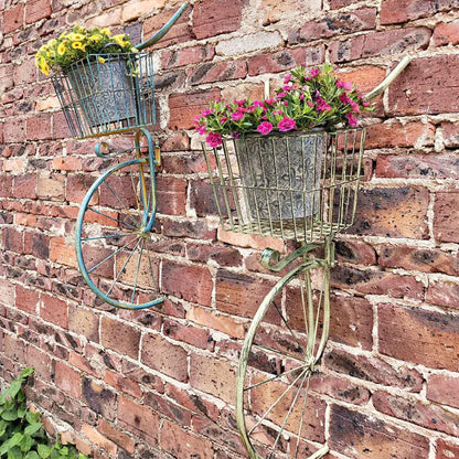 Asiwnshw Set of 2 Bicycle Plant Stand, Flower Pot Cart Holder Patio Stand Holder Outdoor Displaying Plants Flowers Metal Bike Plant Stand Hanging Planter Flower Holder Indoor Outdoor Decor
