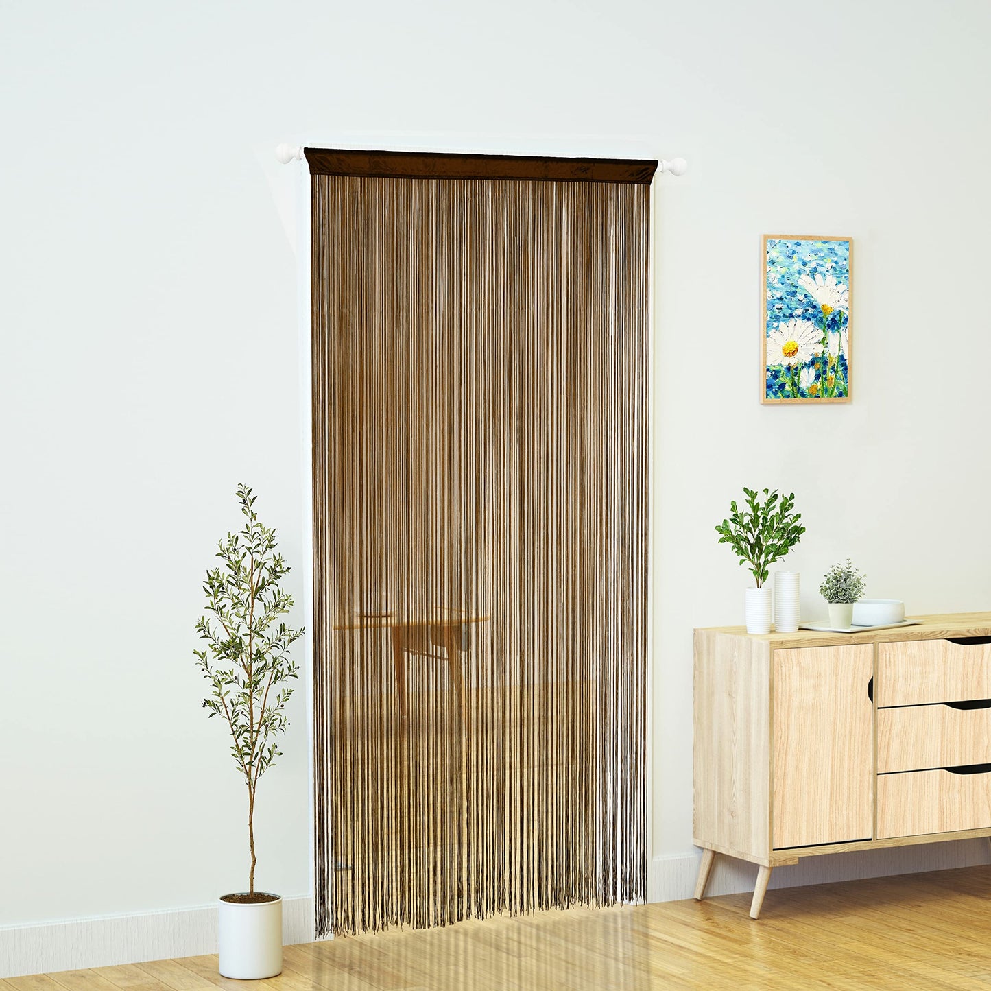 YaoYue Doorway String Curtain Door Curtains,Boho Hippie Hanging Fringe Room Divider for Patio Bedroom Closet Kitchen Laundry,Room Window Wall Door Decor(39×79in/100×200cm,Brown)