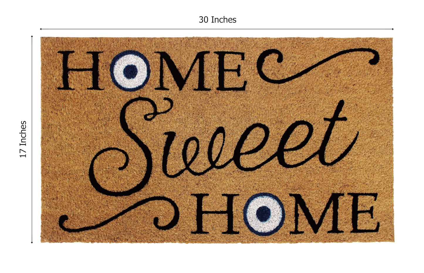 IRONGATE Welcome Door Mat - Dirt Trapping Home Sweet Home Evil Eye Coco Coir Mat - Low Profile Front Doormat - Indoor Outdoor Durable Non Slip Rug - Easy Clean High Traffic Entrance Doormat - 17x30