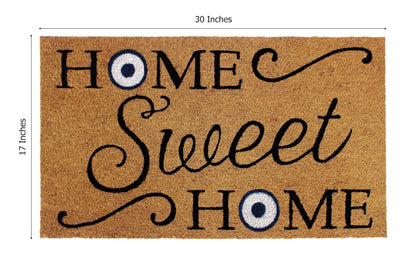 IRONGATE Welcome Door Mat - Dirt Trapping Home Sweet Home Evil Eye Coco Coir Mat - Low Profile Front Doormat - Indoor Outdoor Durable Non Slip Rug - Easy Clean High Traffic Entrance Doormat - 17x30