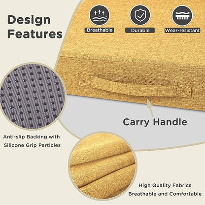 AddGrace Recliner Cushions for Elderly Thick Seat Cushion 20"x20"x4" Chair Pads with Non Slip Backing and Washable Cover for Couch Armchair Chairs Yellow