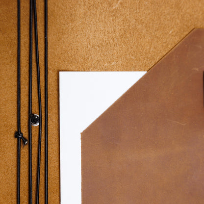 OMBUO Leather Travelers Notebook A5 – Full Grain Handmade Notebook Cover with Card Slots, Pen Loop & Elastic Bands – Refillable Planner for Work, Study & Travel (Notebook Not Included), Caramel Brown