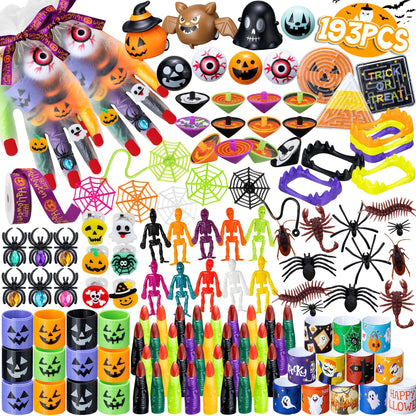 DMIGHT Halloween Party Favors - 193pcs Stuffed Toys Bulk Birthday Party Decorations, Goodie Bags for Party Supplies, Halloween Games for Kids