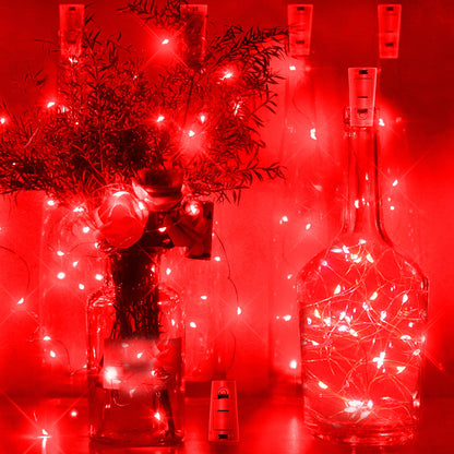 SmilingTown 12 Packs 20 LED Wine Bottle Lights with Cork - Red Fairy String Lights Battery Operated Cork Lights for Wine Liquor Bottle,Jar,Vase,Christmas,Birthday,Wedding Halloween Party Table Decor