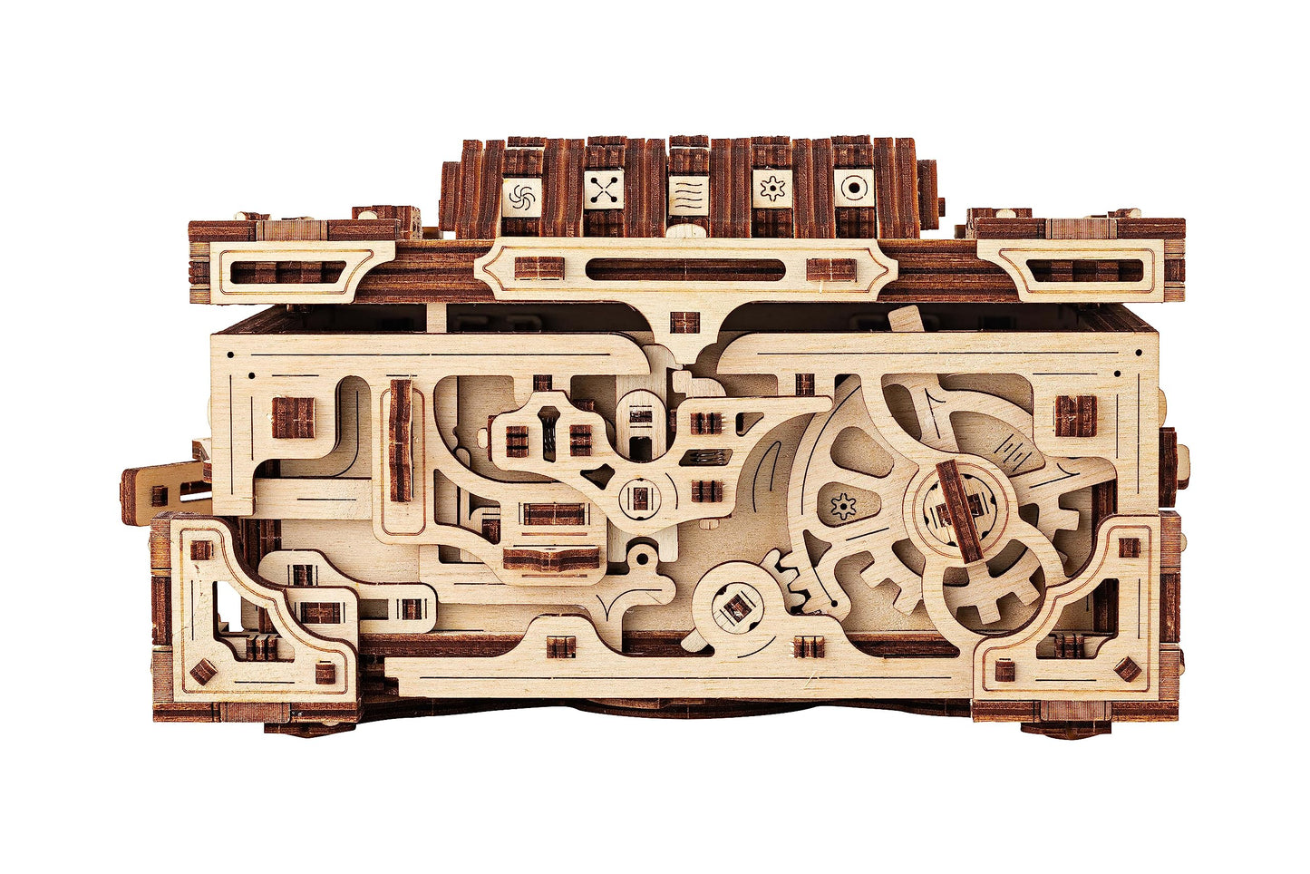 Wood Trick Enigma Chest Lock Puzzle Box Wooden 3D Puzzles for Adults to Build - Engineering DIY Project Mechanical Model Kits for Adults Wooden Models