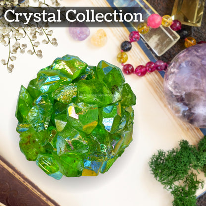 Amazing Gemstone Apple Aura Quartz Raw Crystals and Healing Stones, Natural Rocks for Meditation - DIY Raw Stones and Crystals, 2 Pieces