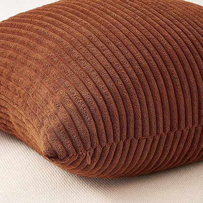Topfinel 20x20 Inch Pillow Covers Set of 4 Rustic Modern Soft Corduroy Striped Decorative Cushion Cover Yellow Brown Gradient Farmhouse Pillow Case for Sofa Couch Living Room Bedroom
