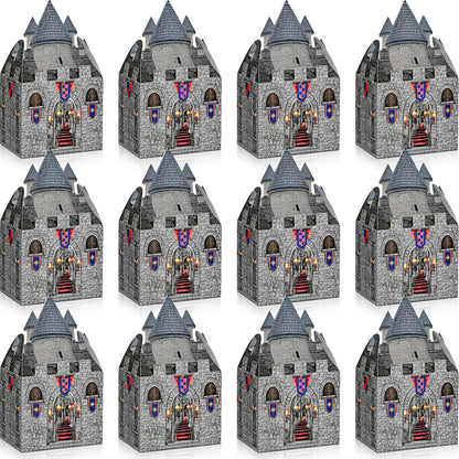 TaoBary 16Pieces 8 x 5 x 3 Inches Medieval Castle Box Cardboard Castle Halloween Knight Theme Party Supplies DIY Box for Mardi Gras Medieval Party Birthday Centerpiece