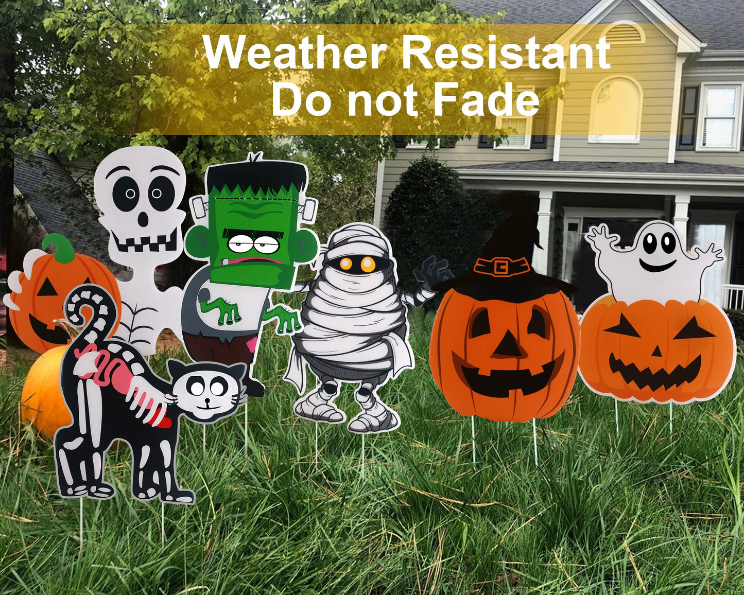 6PCS Yard Signs for Halloween Props Yard Stakes Pumpkin Ghost Monster Yard Sign Stakes for Halloween Decorations Outdoor Lawn Decor Yard Decorations