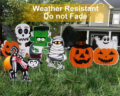 6PCS Yard Signs for Halloween Props Yard Stakes Pumpkin Ghost Monster Yard Sign Stakes for Halloween Decorations Outdoor Lawn Decor Yard Decorations