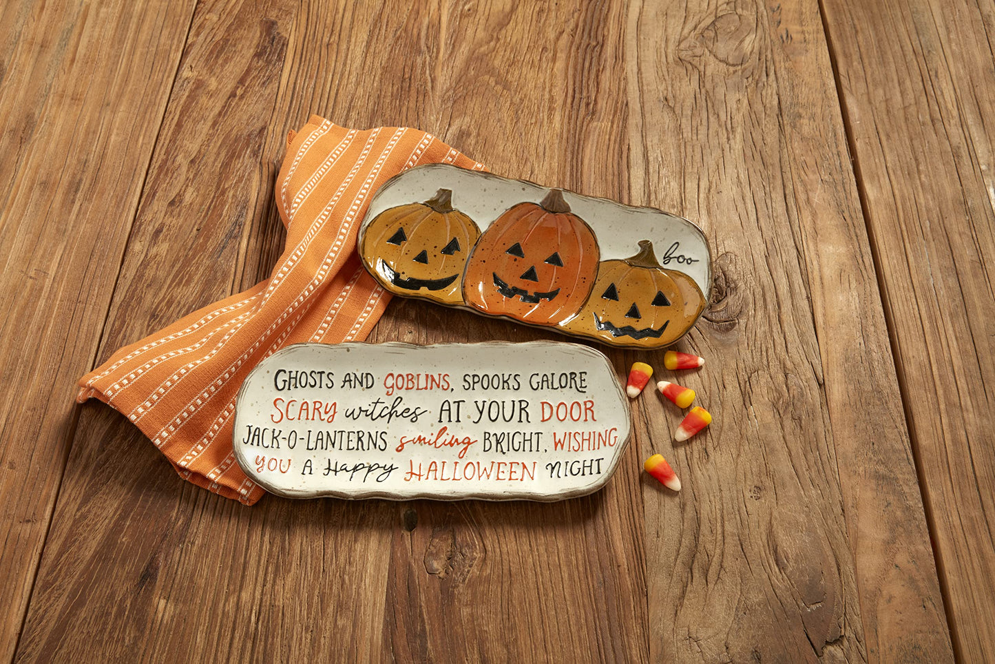 Mud Pie Stoneware Halloween Everything Plate, 9" x 4" wide, Orange