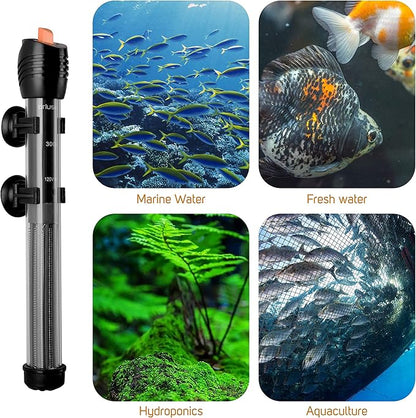 Orlushy Submersible Aquarium Heater, Adjustable Fish Tahk Heater with Free Thermometer Suitable for Marine Saltwater and Freshwater