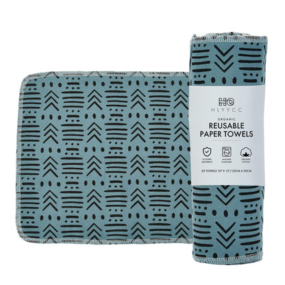HLYYCC Reusable Paper Towel Rolls 20 Pack,Washable Napkin Cloth Value Set of 20 Pack of Paperless Towel-100% Cotton, Super Soft, Absorbent Made to Last (Nana Point, 9.84 * 11.81)