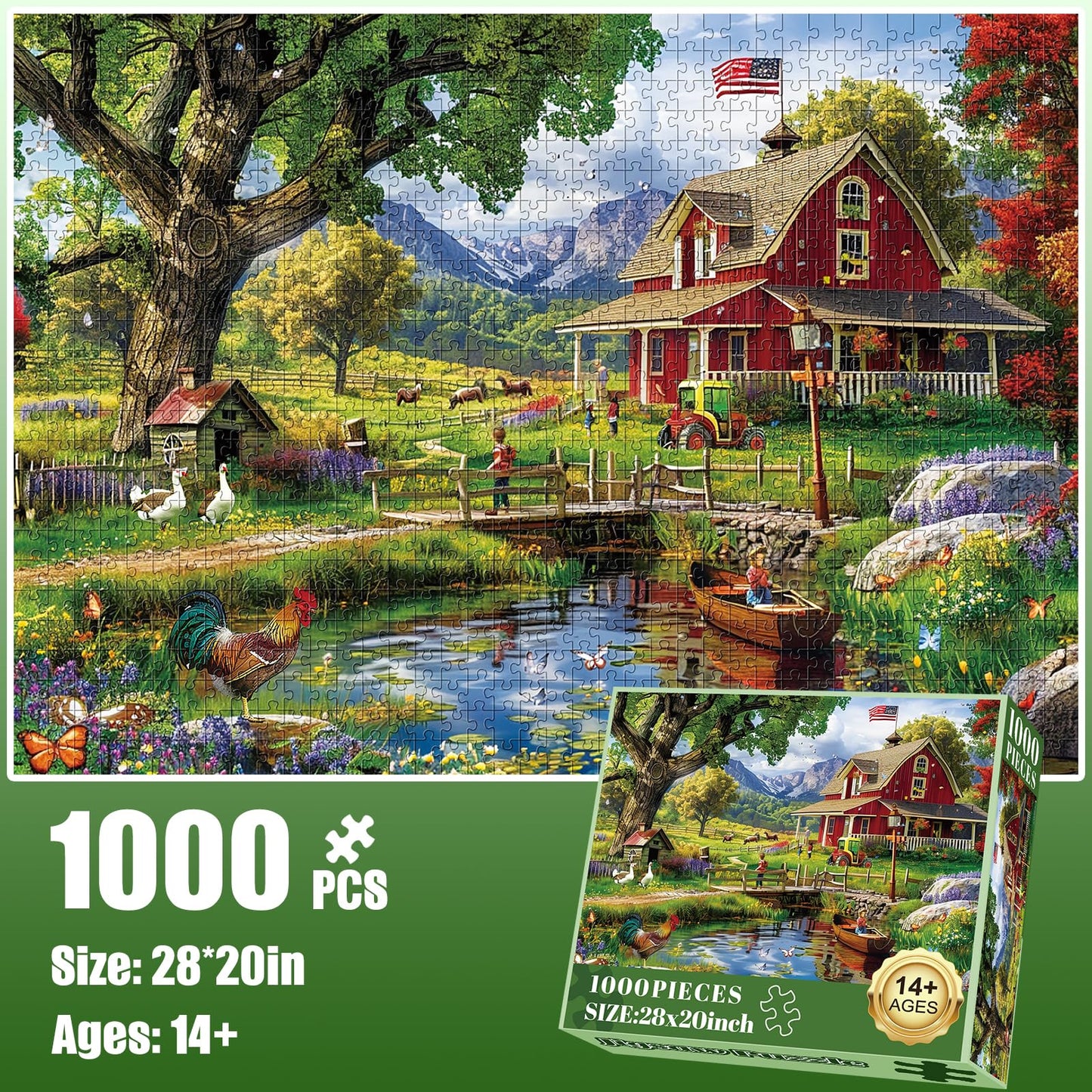 1000 Piece Puzzle for Adults - Country Clubhouse Puzzle for Adults Children - Recycled Paper Jigsaw Puzzle 1000 Pieces - Fun and Challenging Family Game Great Gift Idea, 28 * 20 in