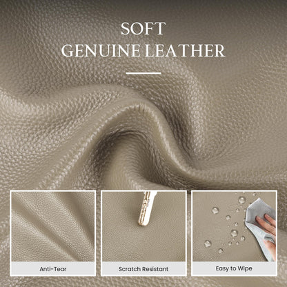 befen Soft Genuine Leather Tote Bag for Women with Zipper, Slouchy Casual Work Tote Purse Shoulder Weekender Bags Handbag for Daily & Travel Taupe