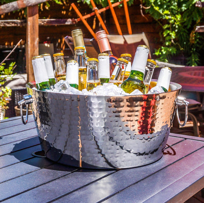 BREKX Stainless Steel Beverage Tub and Ice Bucket with Lid and Scoop Party Set, Silver Cocktail Barware Set