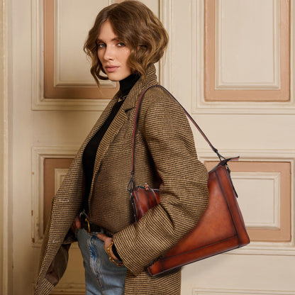 Iswee Leather Crossbody Bags for Women Shoulder Purse Medium Hobo Genuine Leather Satchel Purses and Handbags (Light Brown)
