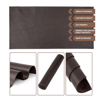 Shkira 24''X12'' Genuine Dark Brown Dotted Leather Sheets for Hobby Workshops - Tooling Square - 2.0MM Thick Genuine Top Full Grain Oil Tan - Thick Leather Pieces