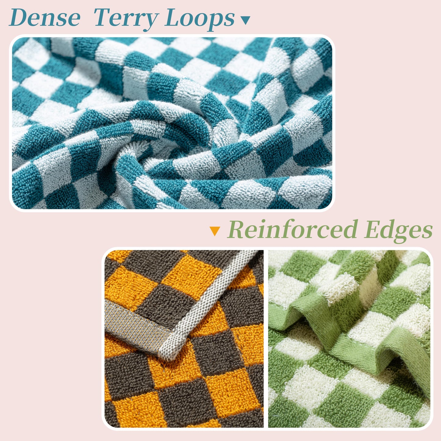 Madi-Cadi Hand Towels 5 Pack - Cotton Face Towels Soft, Absorbent, and Decorative Checkered Design for Bathroom, Kitchen, Gym, and Spa - 13 x 29 Inches for Any Occasion
