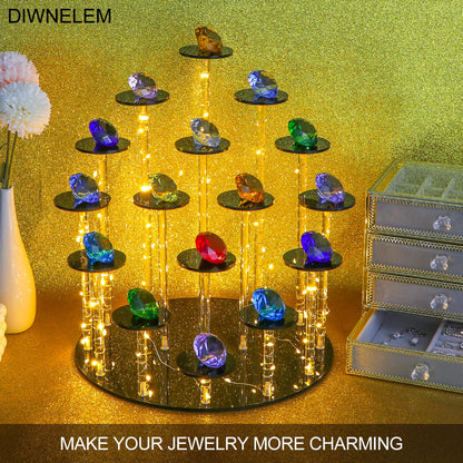 DIWNELEM 16 Tier Acrylic Cupcake Stand Display Riser Holder for Cupcakes, Collectibles, Figures, Comestics, Perfumes, Jewelry - Black Acrylic Display Stand Organizer