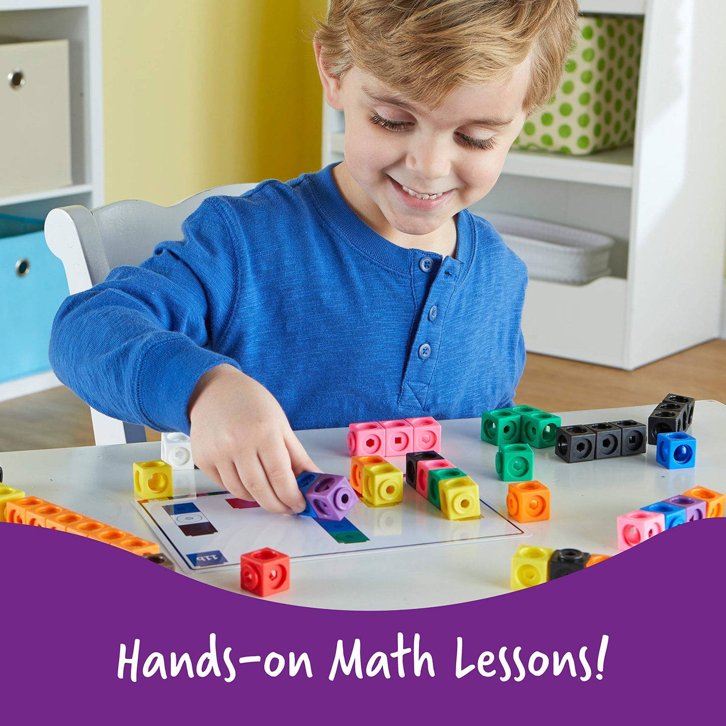 Learning Resources MathLink Cubes Early Math Activity Set - 115 Pieces, Ages 4+, Classroom Must Haves, Preschool Activities, Teacher School Supplies, Toddler Montessori Toys, Math Manipulatives