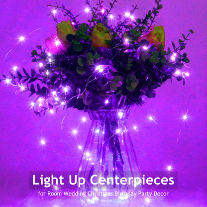 SmilingTown 12 Packs 20 LED Wine Bottle Lights with Cork - Silver Wire Fairy String Lights Battery Operated Cork Lights for Wine Liquor Bottle,Halloween,Christmas,Birthday,Wedding Party Decor(Purple)