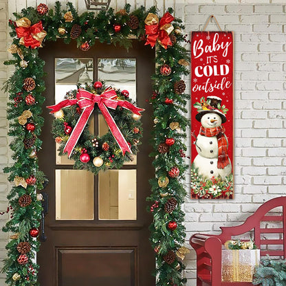 Christmas Snowman "Baby It’s Cold Outside" Porch Sign 31.5" Rustic Welcome Sign for Front Door Farmhouse Style Standing Porch Decoration