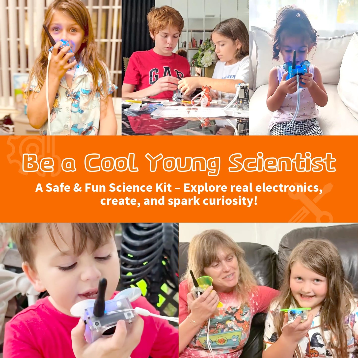 eUda+ STEM Walkie-Talkies Kit Building Toys for Boys Age 8-12-14-16-17+ Educational Games for Kids 8-12 Stem Kits for Kids Age 12-14 DIY Kits for Kids Teenage Girl Gifts (Assembly Version, RTC)