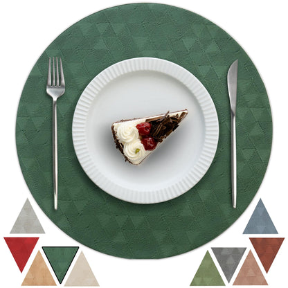 Jovono Upgraded 15" Round Placemats Set of 8, Waterproof & Oil-Proof, Non-Slip Reversible Washable Big Table Mats, Spill-Proof for Kids Families, Restaurant, Hotel, Kitchen, Indoor, Green