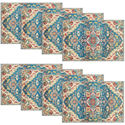 Kerton Stork Blue Cream Placemats Set of 8, Boho Bohemian Place Mats