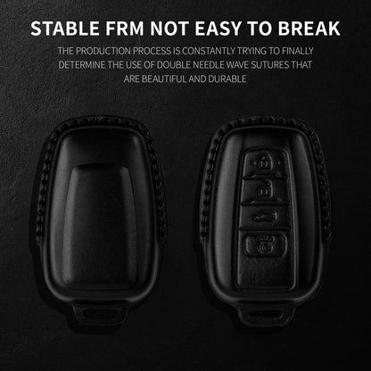 Tukellen for Toyota Key Fob Cover Genuine Leather With Keychain,Leather Key Case Protector Compatible with 2019-2025 Rav4 2020-2022 Highlander Corolla Prius 2018-2024 Camry Avalon C-HR GT86-Black