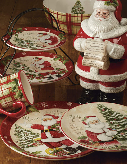 Holiday Wishes 3D Santa Cookie Jar – Festive 12.25” Ceramic Santa Claus Jar for Holiday Cookies, Treats, Candy & Christmas Kitchen Décor