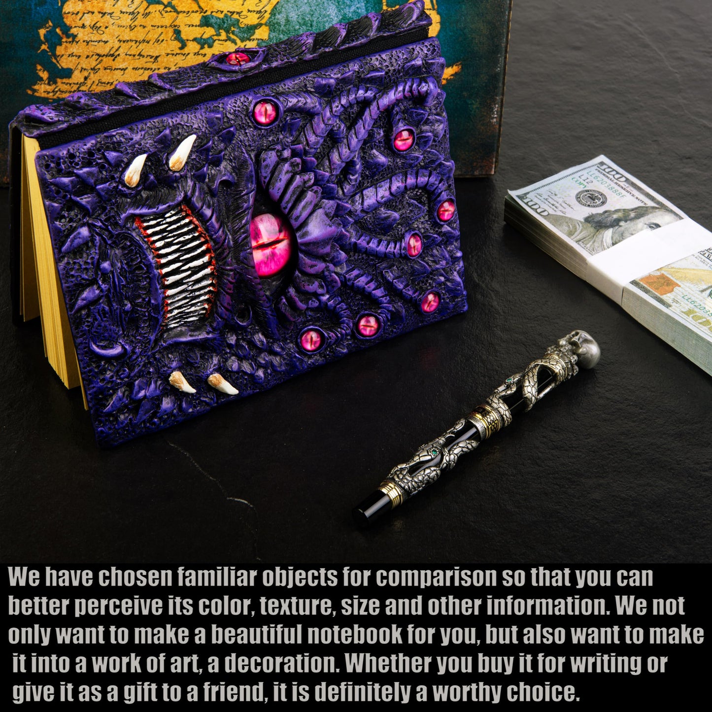 Handmade The Eye Devil of Tentacle Embossed Journal,Resin Engraving Notebook,Blank Paper,Hardcover Travel Diary for Writing,Sketchbook,Collection,Creative gifts,Decoration Diary for Man Woman A5 Size (4 colours) (Eyes Devil-Purple)