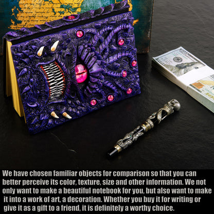 Handmade The Eye Devil of Tentacle Embossed Journal,Resin Engraving Notebook,Blank Paper,Hardcover Travel Diary for Writing,Sketchbook,Collection,Creative gifts,Decoration Diary for Man Woman A5 Size (4 colours) (Eyes Devil-Purple)