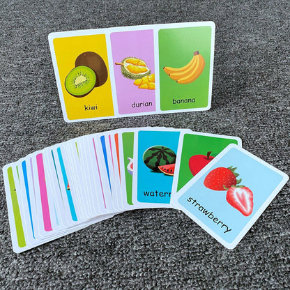 Flash Cards for Toddlers, Educational Learning Set of 144, Body Animal Food Fruit Cards, Ages 2-6, Montessori Preschool Learning Toys for Kindergarten (Orange, Pocket-Size)