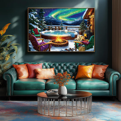 MINIWAN 500 Piece Jigsaw Puzzle for Adults Seniors - Winter Northern Lights Cozy Cabin Puzzle, 23"x15", Letter Coded Back with Reference Poster, Relaxing Family Game