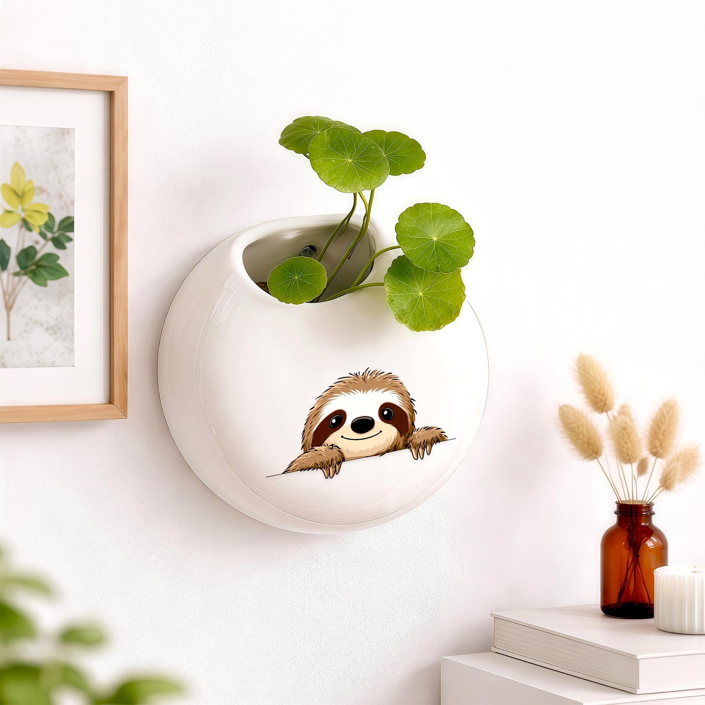 BJDAMAI Sloth Small Wall Planters for Indoor Outdoor Pots Ceramic, Gifts for Women Teens Girls Kids, Sloth Lovers Themed Gifts Decor Stuff Things Items!