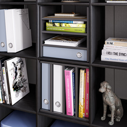 Ballucci 4-Tier Paper Sorter and File Organizer for Desk, Wood Mail Sorter, Fits into IKEA Kallax and ClosetMaid Cube Storage Shelves, Paper Tray, Mail Holder Stand for Classroom, Office, Black