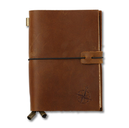 Wanderings A6 Travelers Notebook – Refillable Genuine Leather Journal – 4.5" x 6" (11.5 x 15.5cm) – Handcrafted Crazy Horse Leather – 100 GSM Blank Inserts – Travel Journal