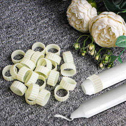 EEEKit 24 PCS Rubber Candle Grippers, Candlestick Holder Rings for Taper Candles, White Rubber Candle Grips for Weddings, Halloween, Christmas