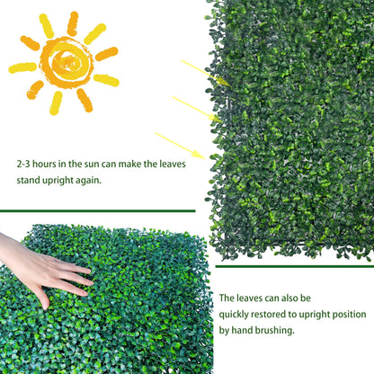 ODTORY Artificial Boxwood Hedge Wall Panels, 24 X 16 in 12P UV-Anti Faux Greenery Vine Grass Wall Backdrop for Indoor Outdoor Green Plant Wall Decor & Ivy Fence Covering Privacy
