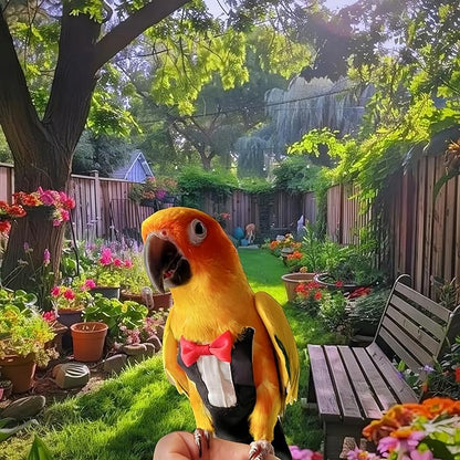 Bird Harness Leather Set Tuxedo Flight Suits with Nappy Diapers Waterproof Inner Layer Urine Wet for Parrot Cockatiel Conure Parakeet Macaw Budgie (4XL)