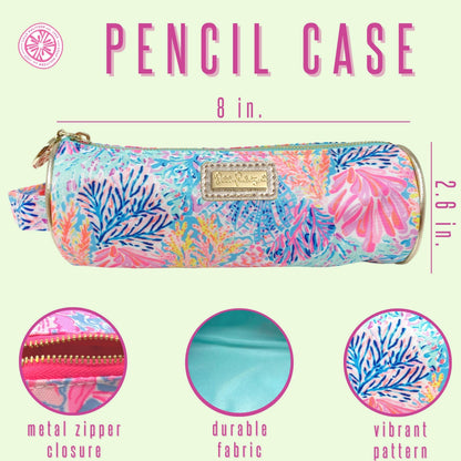 Lilly Pulitzer Cute Pencil Case, Colorful Zipper Pouch for Office Supplies, Small Travel Bag with Carrying Handle, Splashdance