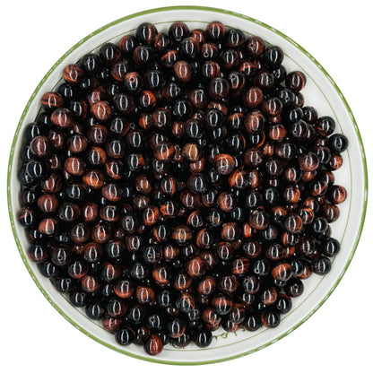 WHNKFB 10mm 50PCS Natural Red Tiger's Eye Round Beads, Smooth Polished Loose Gemstone Beads for Jewelry Making Craft - 4mm 6mm 8mm 10mm Options with Free Elastic Cord