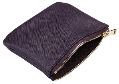Chelmon Vegan Leather Coin Purse Pouch Change Purse With Zipper For Men Women (CH Steel Purple)