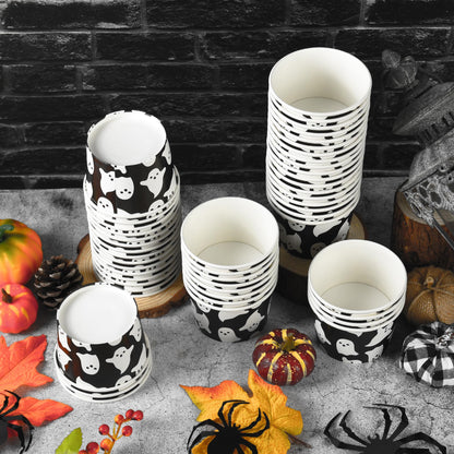 AimFun 50 Pcs Halloween Snack Cups Ghost Paper Treat Cups