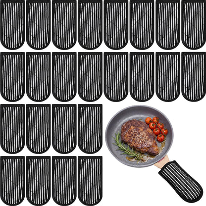 Dandat 24 Set Hot Handle Covers for Daily Replace Use Gift Pan Handle Sleeve Cover Heat Resistant Cast Iron Holder Sleeve Washable Handgrip Mitts for Christmas Kitchen BBQ Baking Cookware(Stripe)